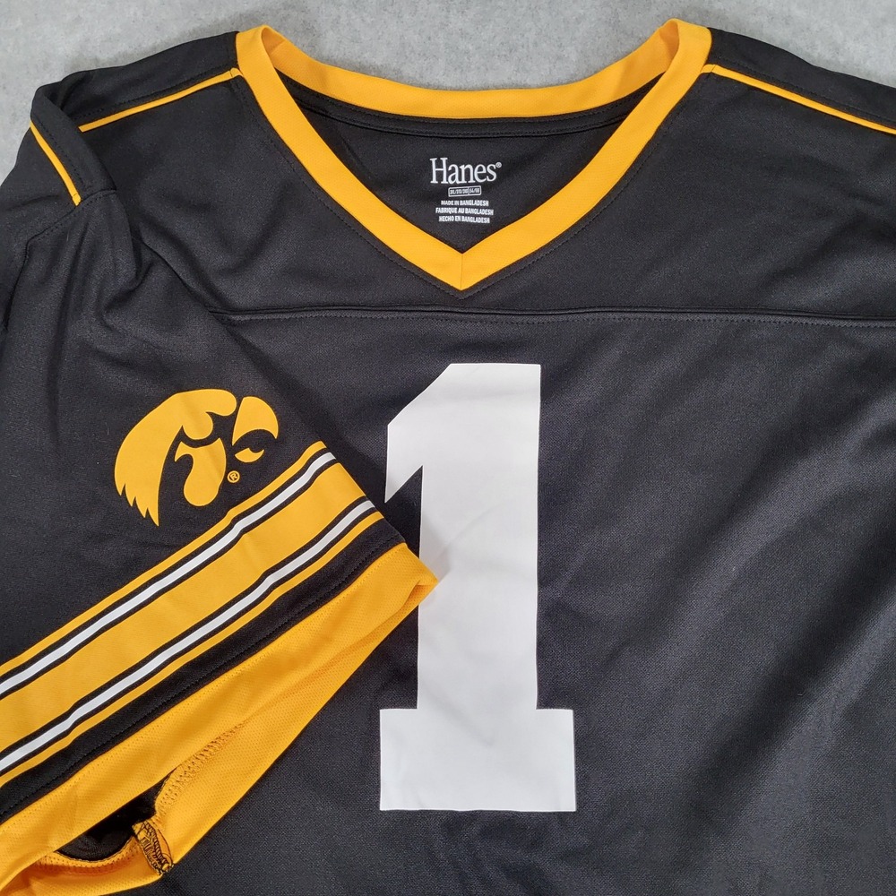 Iowa Hawkeyes Football Jersey #1 Hanes Mens 3XL (54/56) Black
